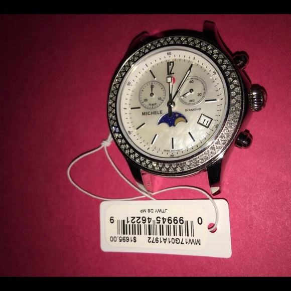 🔥🔥Super RARE🔥🔥 Michele Jetway Moon Phase MOP Dial Diamond Watch - Picture 2 of 8